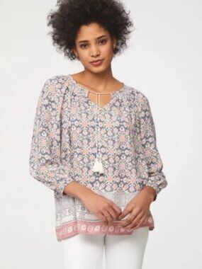 BeachLunchLounge Long Sleeve Boho Louisa Top Blouse Hippie Medium M Tussels